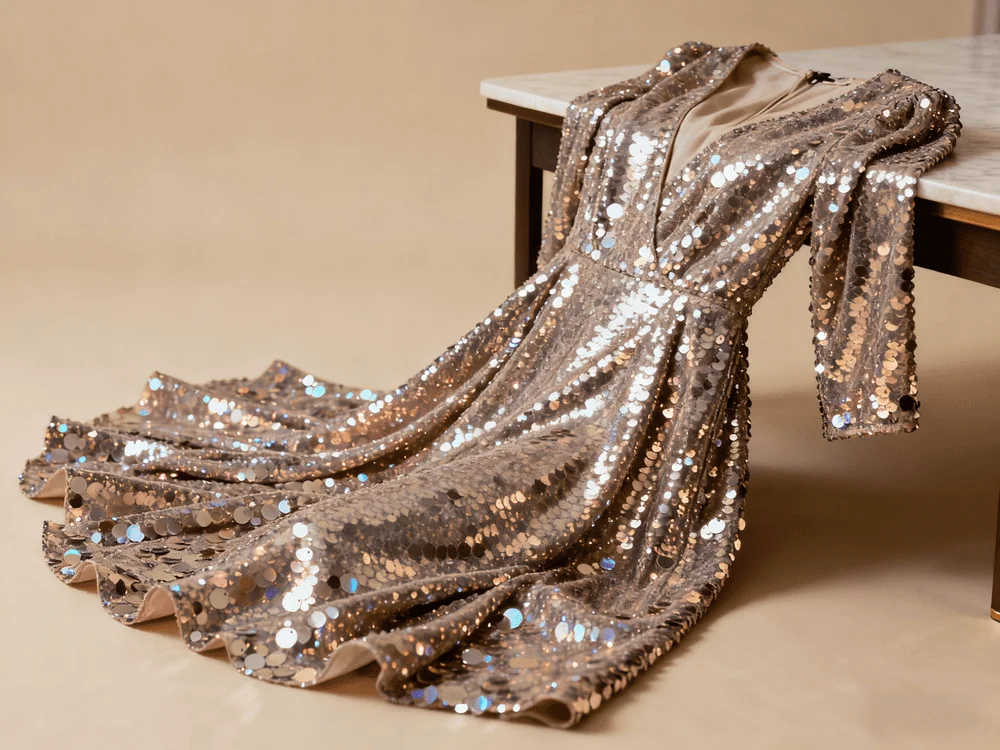 Beautiful girl in a sequined dress