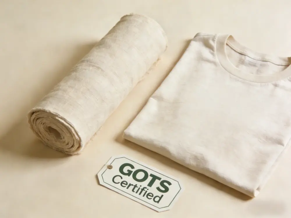 Soft organic cotton and bamboo fabric texture for eco-friendly kids clothing.