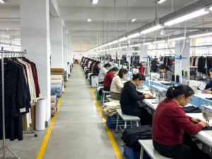 Panoramic View of a Modern Garment Factory Workshop