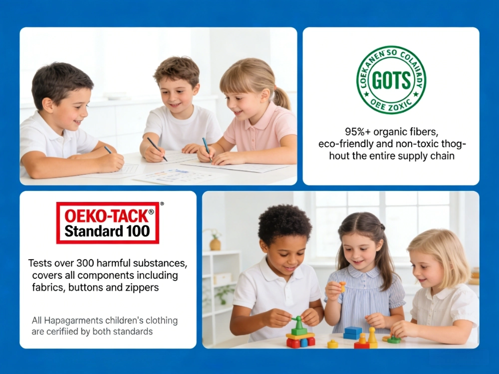 The entire range of hapagarments childrens clothing holds dual certification.
