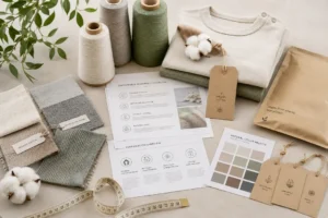 Sustainable materials and organic cotton samples for clothing manufacturing